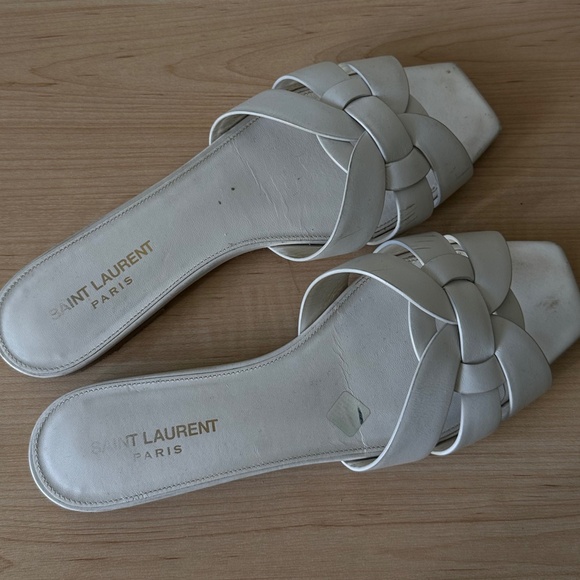 SAINT LAURENT Tribute 100% leather sandals white US 9 EU 39 - Picture 5 of 5